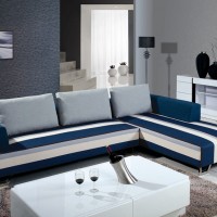 供应欧古特OS-时尚休闲蓝色条纹 小户型布艺沙发